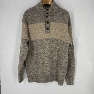 Carbon 2 Cobalt Mens Cable Knit Pullover Sweater XXL Merino Cotton Blend Classic